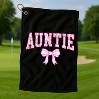 Auntie Coquette Bow Aesthetic Mothers Day Aunt Golf Towel thumb 1