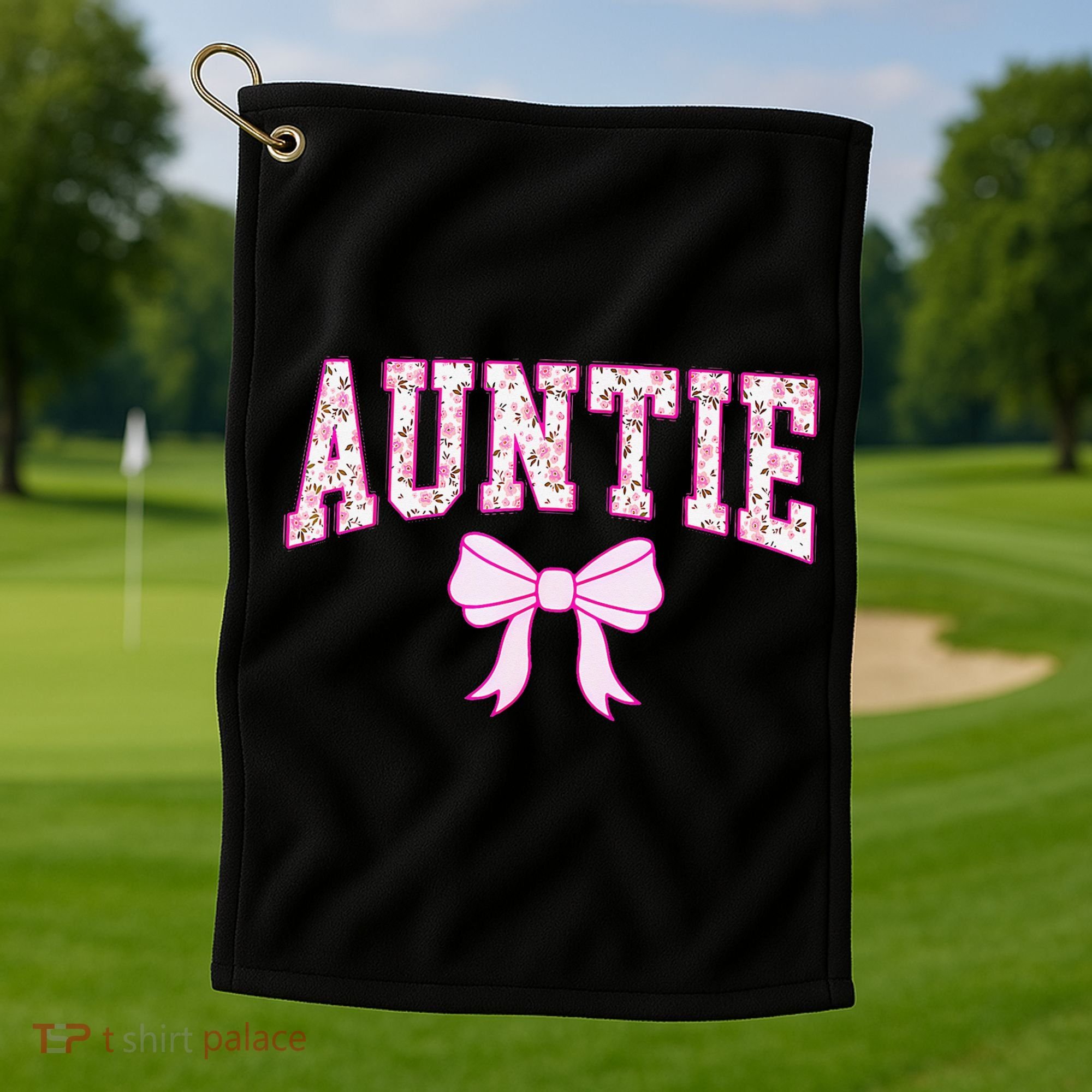 Auntie Coquette Bow Aesthetic Mothers Day Aunt Golf Towel