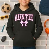 Auntie Coquette Bow Aesthetic Mothers Day Aunt Kids Hoodie thumb 2