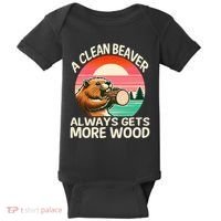 A Clean Beaver Always Gets More Wood Funny Adult Joke Baby Bodysuit thumb 0