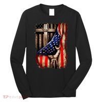 American Christian Cross Patriotic Flag Long Sleeve Shirt thumb 0