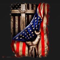 American Christian Cross Patriotic Flag Long Sleeve Shirt thumb 2