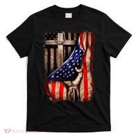 American Christian Cross Patriotic Flag T-Shirt thumb 0