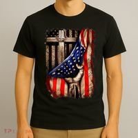 American Christian Cross Patriotic Flag T-Shirt thumb 3