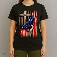 American Christian Cross Patriotic Flag T-Shirt thumb 4