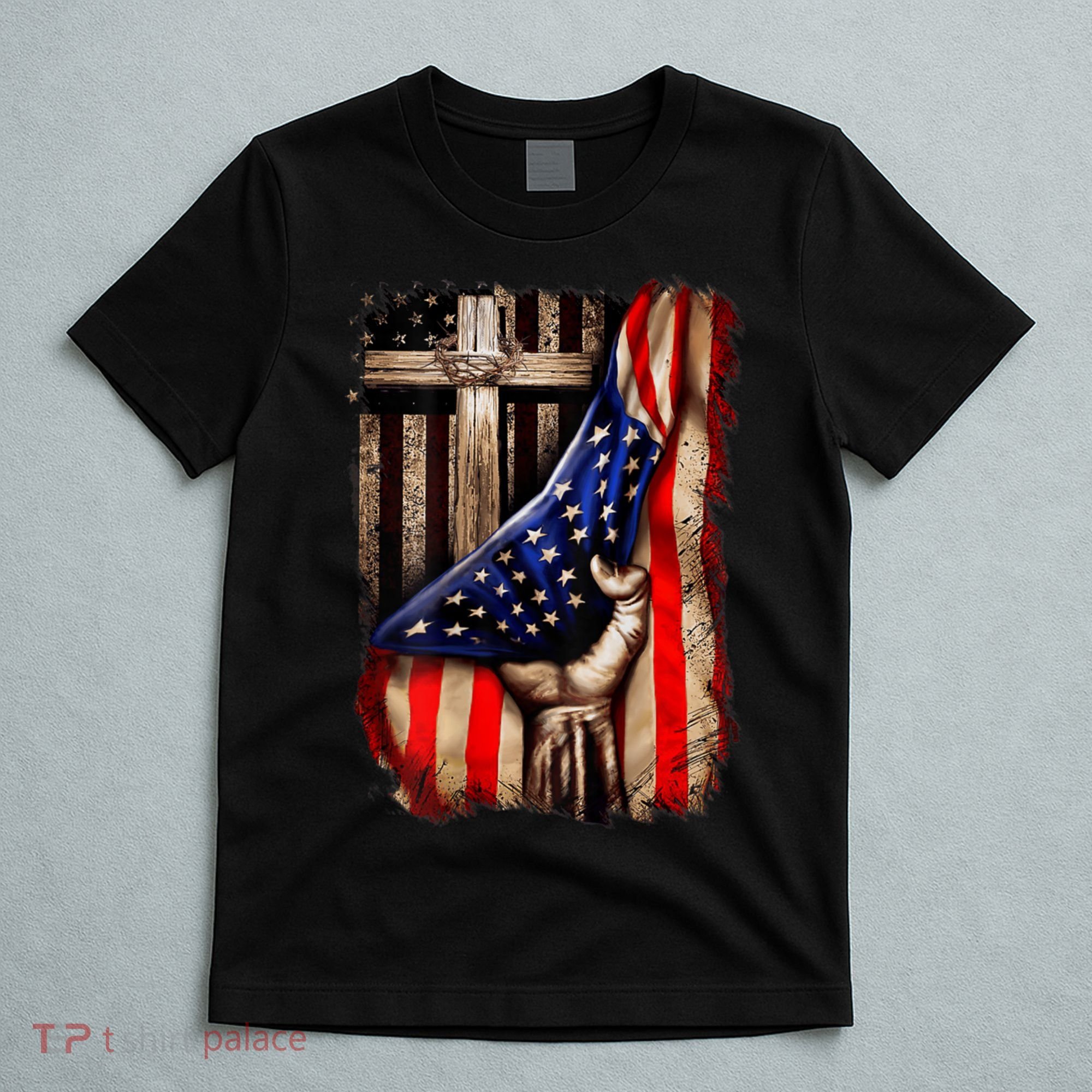 American Christian Cross Patriotic Flag T-Shirt