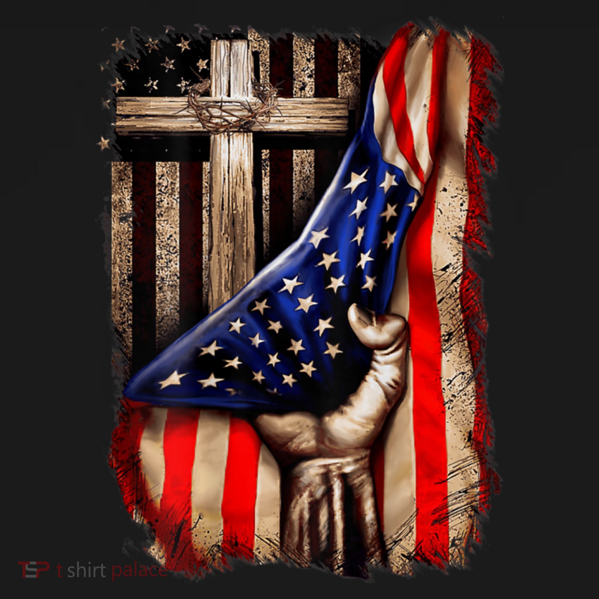 American Christian Cross Patriotic Flag T-Shirt