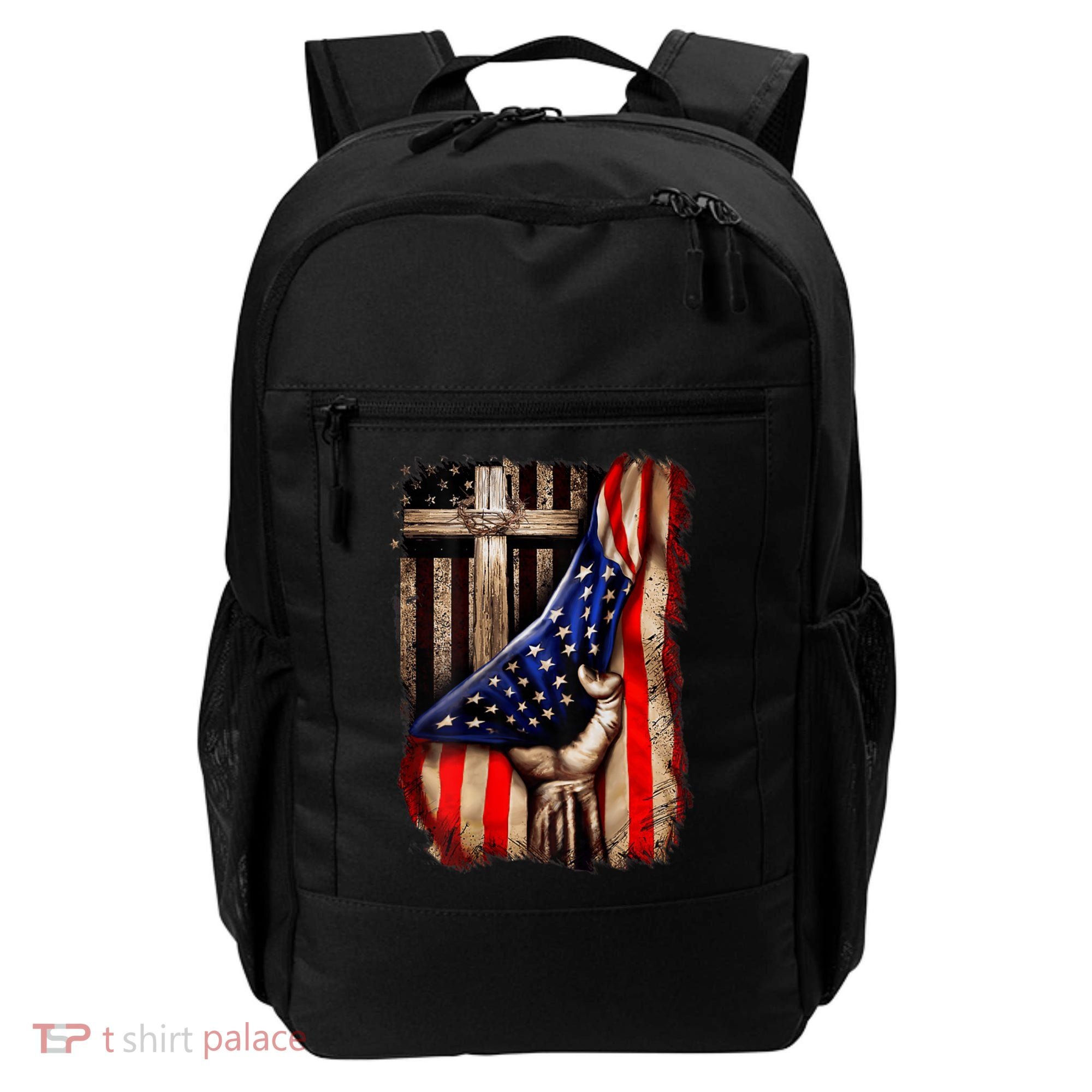 American Christian Cross Patriotic Flag Backpack