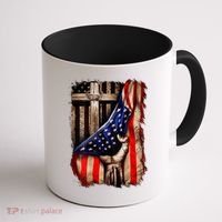 American Christian Cross Patriotic Flag Coffee Mug thumb 1