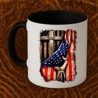 American Christian Cross Patriotic Flag Coffee Mug thumb 2