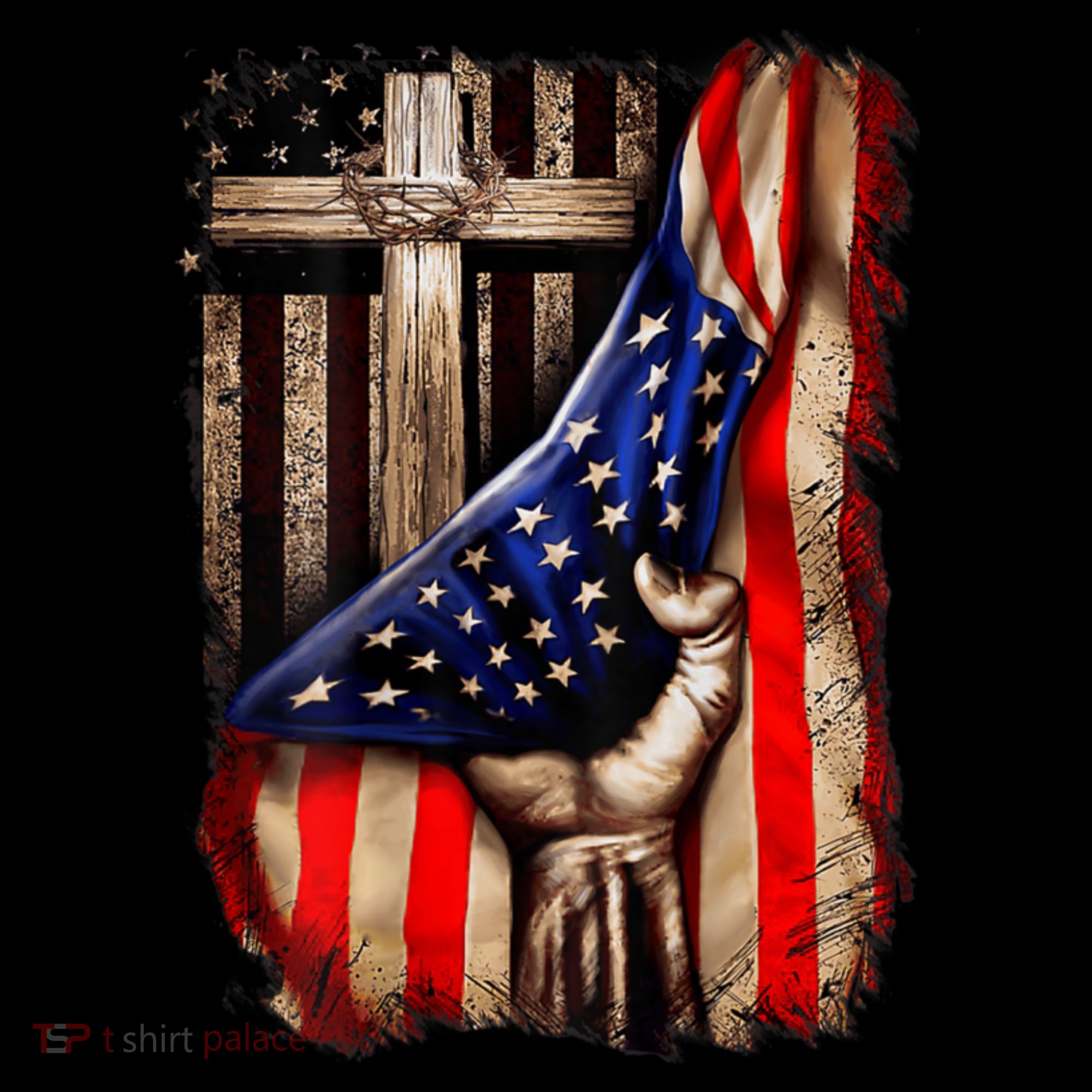 American Christian Cross Patriotic Flag Coffee Mug