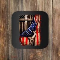 American Christian Cross Patriotic Flag Coaster thumb 0