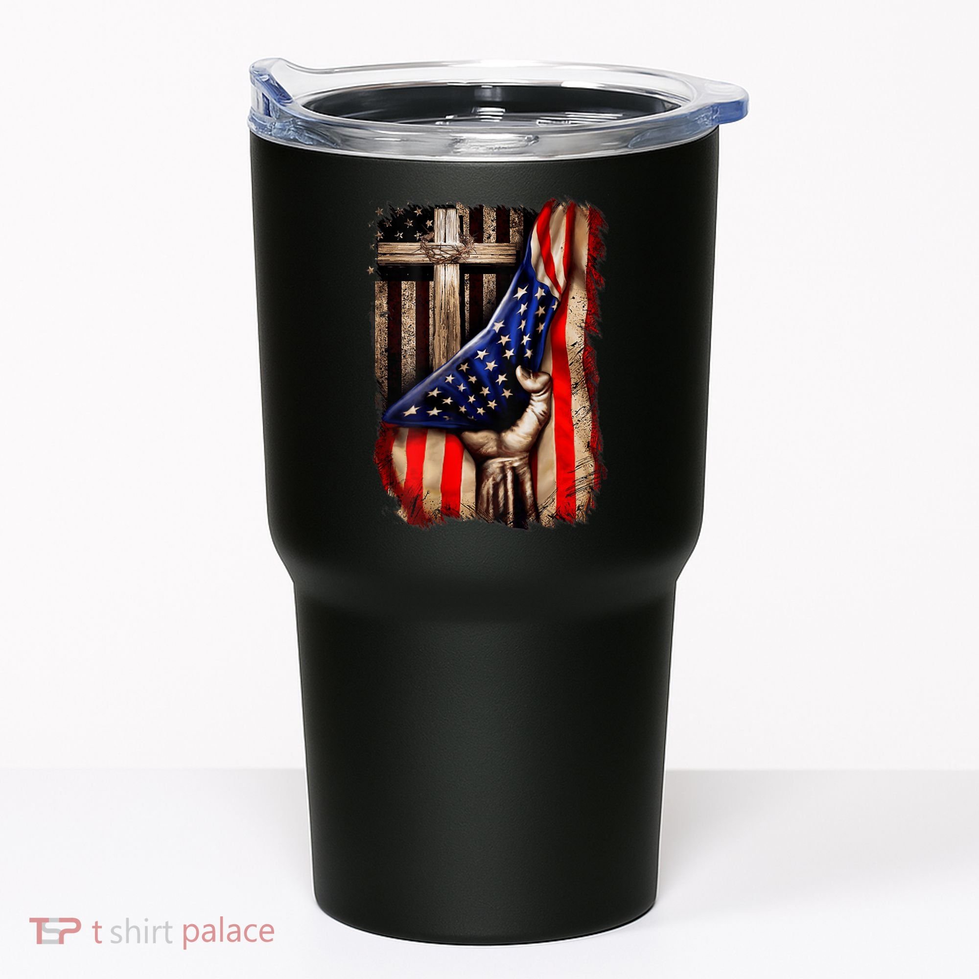 American Christian Cross Patriotic Flag Tumbler