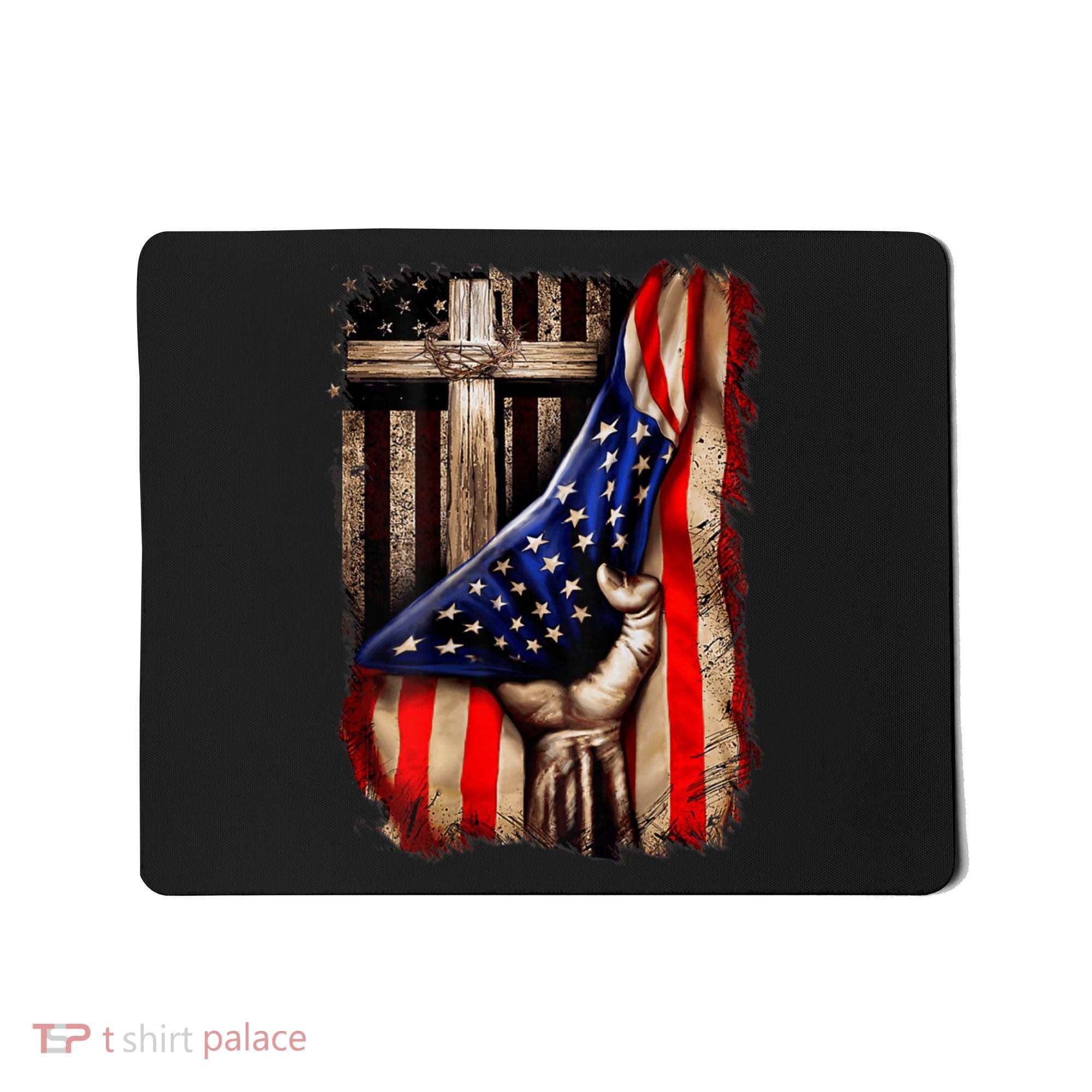 American Christian Cross Patriotic Flag Mousepad