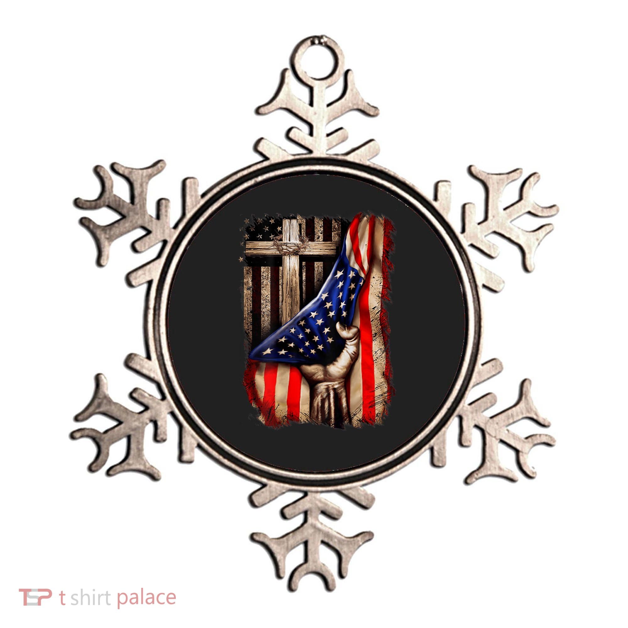 American Christian Cross Patriotic Flag Ornament