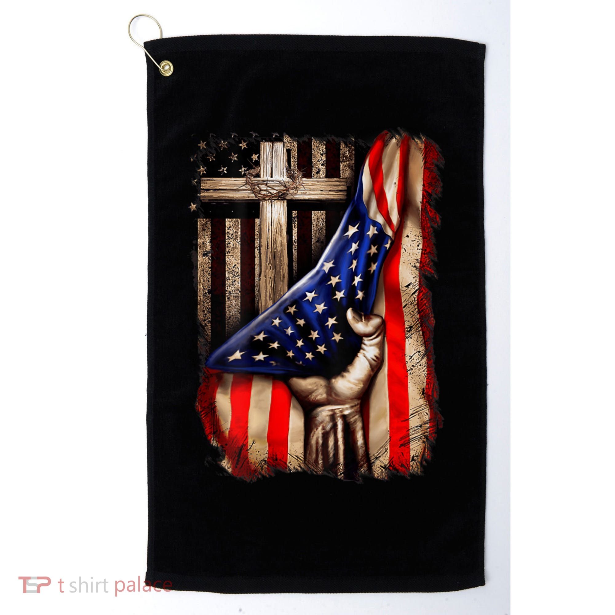 American Christian Cross Patriotic Flag Golf Towel