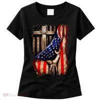 American Christian Cross Patriotic Flag Women's T-Shirt thumb 0