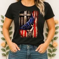 American Christian Cross Patriotic Flag Women's T-Shirt thumb 2