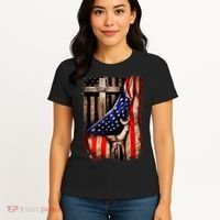 American Christian Cross Patriotic Flag Women's T-Shirt thumb 4
