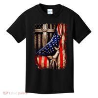 American Christian Cross Patriotic Flag Kids T-Shirt thumb 0
