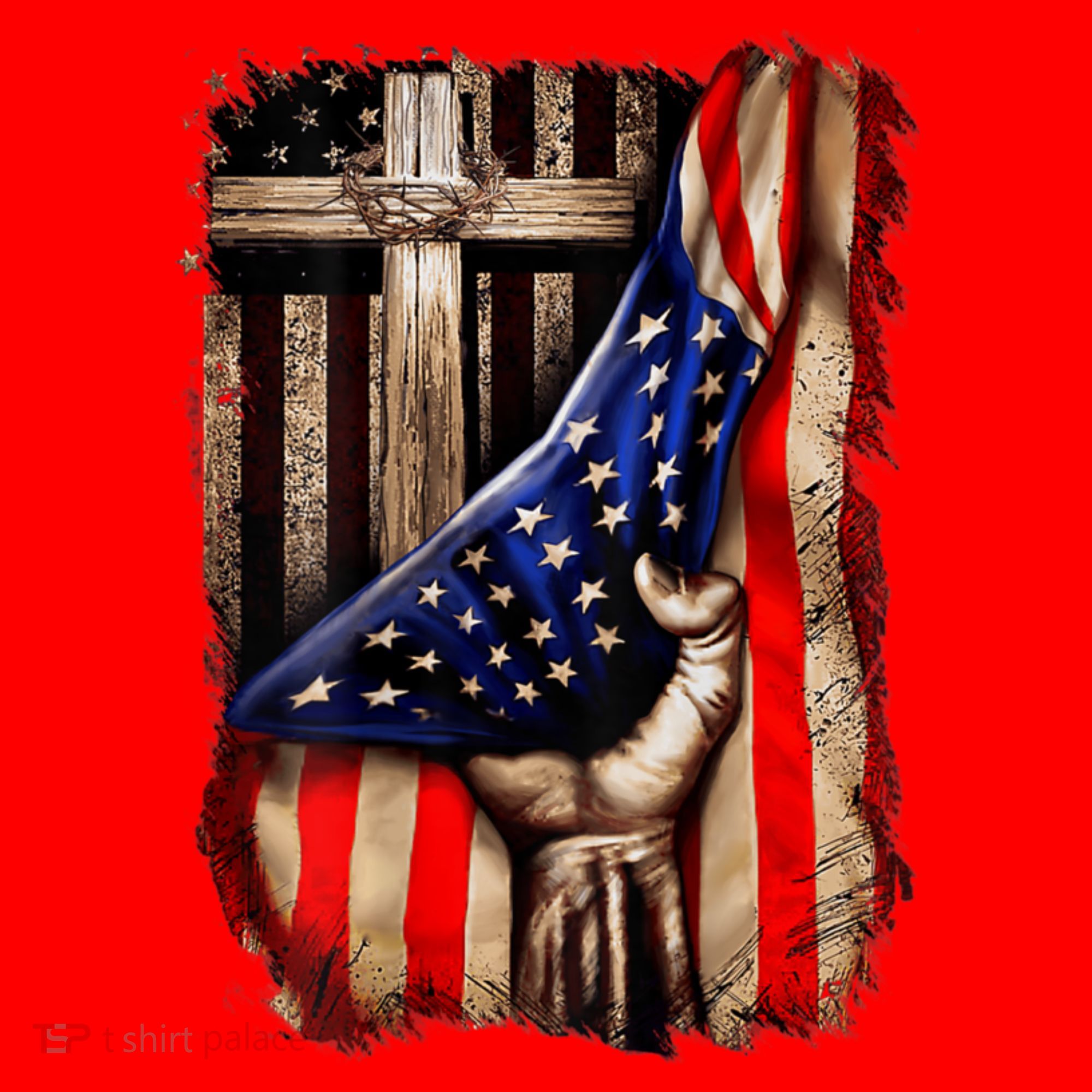 American Christian Cross Patriotic Flag Santa Hat