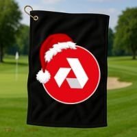 Akash Crypto Christmas Hat, Akash, Funny Crypto Santa Hat, Akash Logo Golf Towel thumb 1