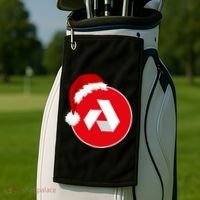 Akash Crypto Christmas Hat, Akash, Funny Crypto Santa Hat, Akash Logo Golf Towel thumb 2