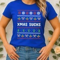 Anti Christmas Christmas Sucks Ugly Funny Gift Women's T-Shirt thumb 2