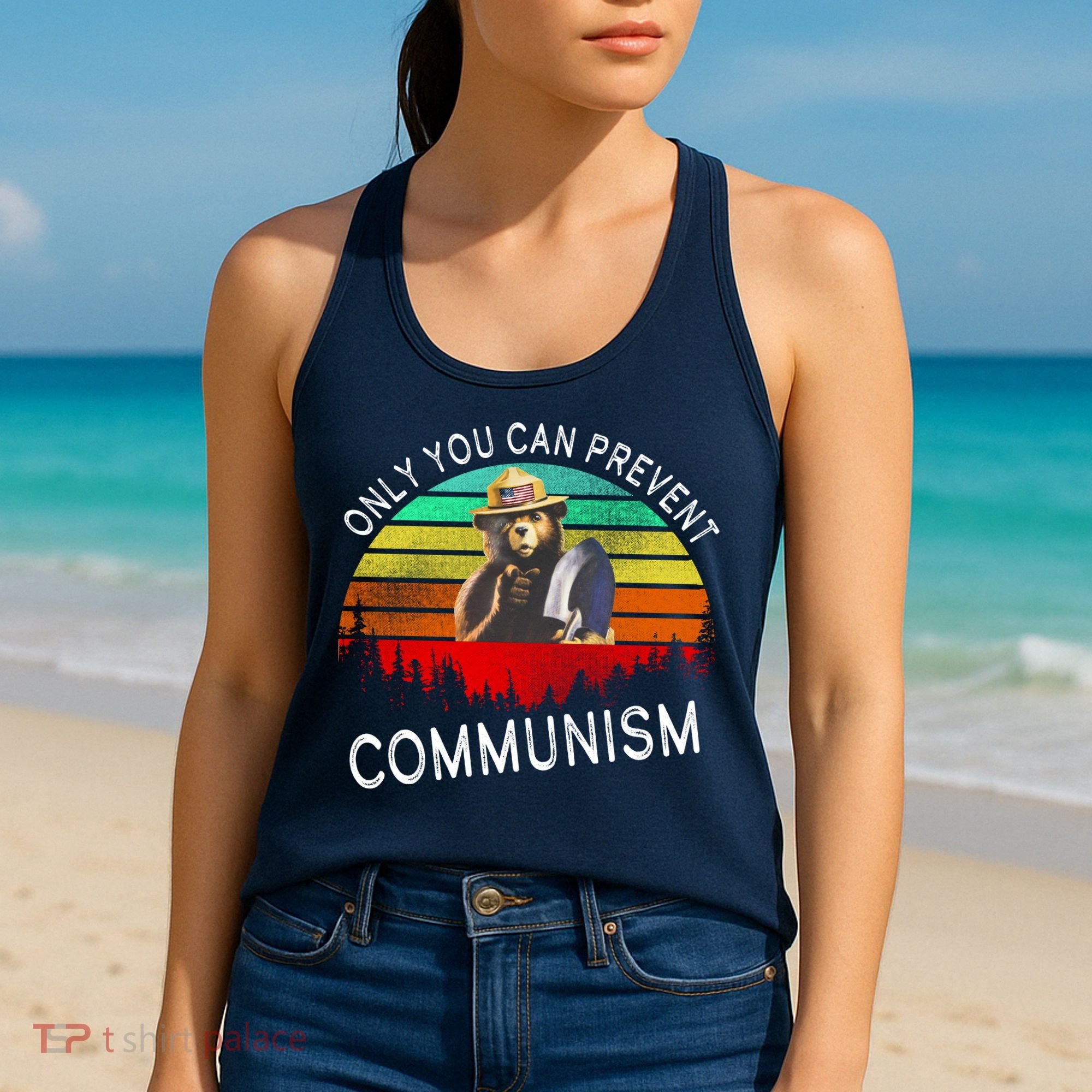 Anti Communism Capitalism Antisocialist Bear Women's Tank Top