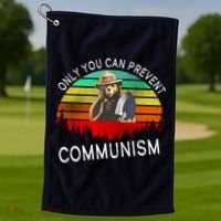 Anti Communism Capitalism Antisocialist Bear Golf Towel thumb 1