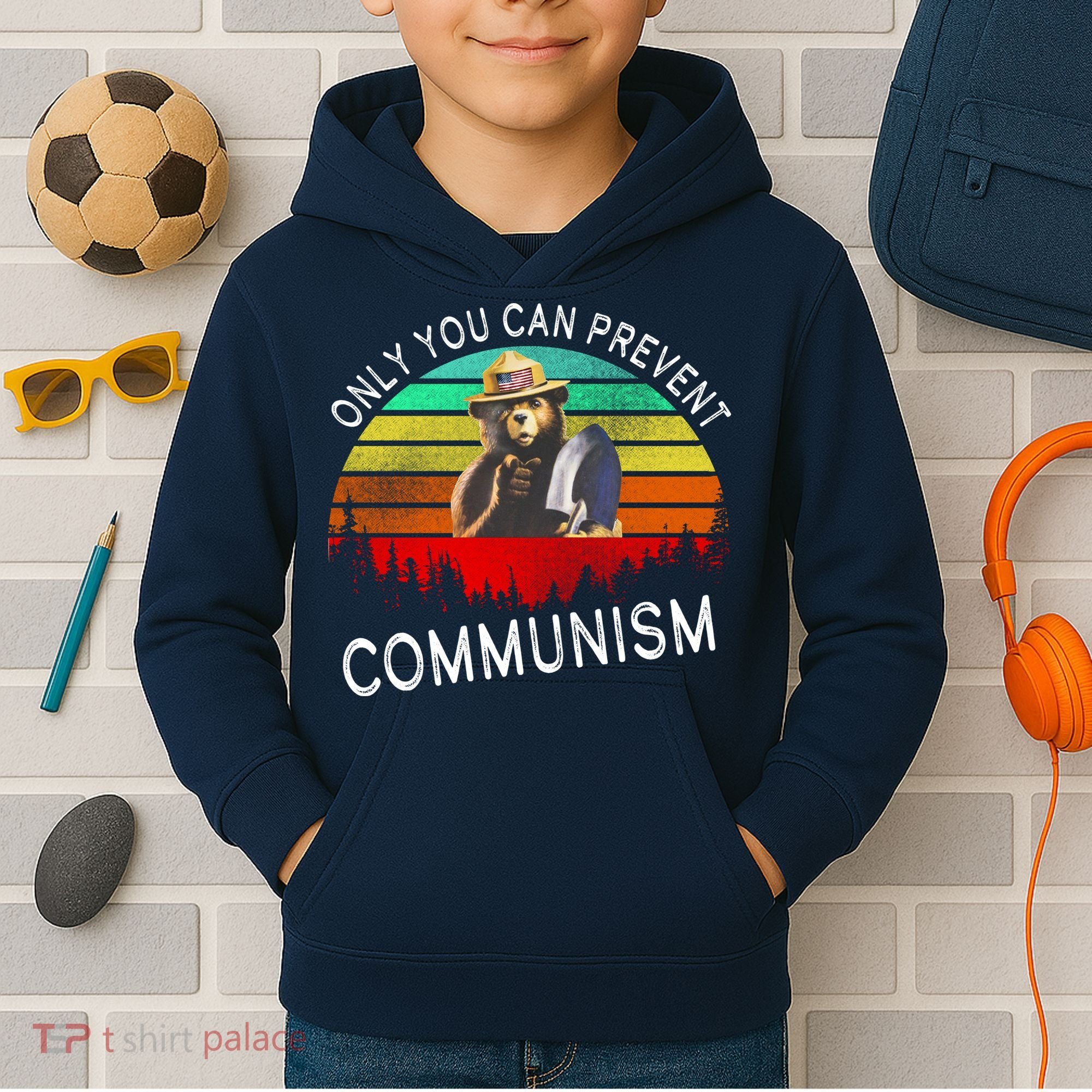 Anti Communism Capitalism Antisocialist Bear Kids Hoodie