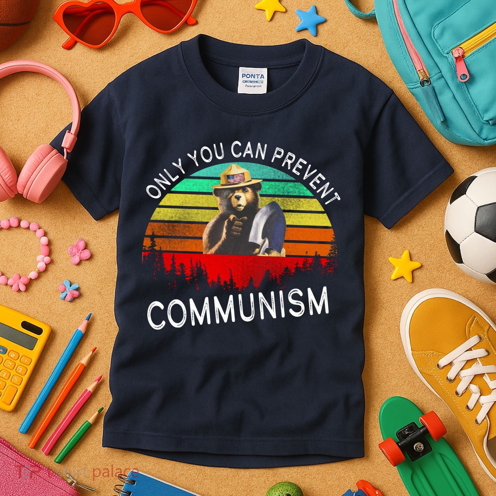 Anti Communism Capitalism Antisocialist Bear Kids T-Shirt