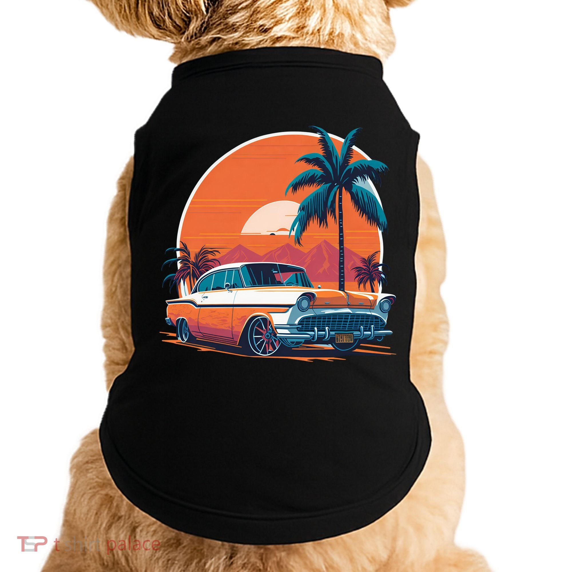 A Classic Car Parked In Front Doggie Tank