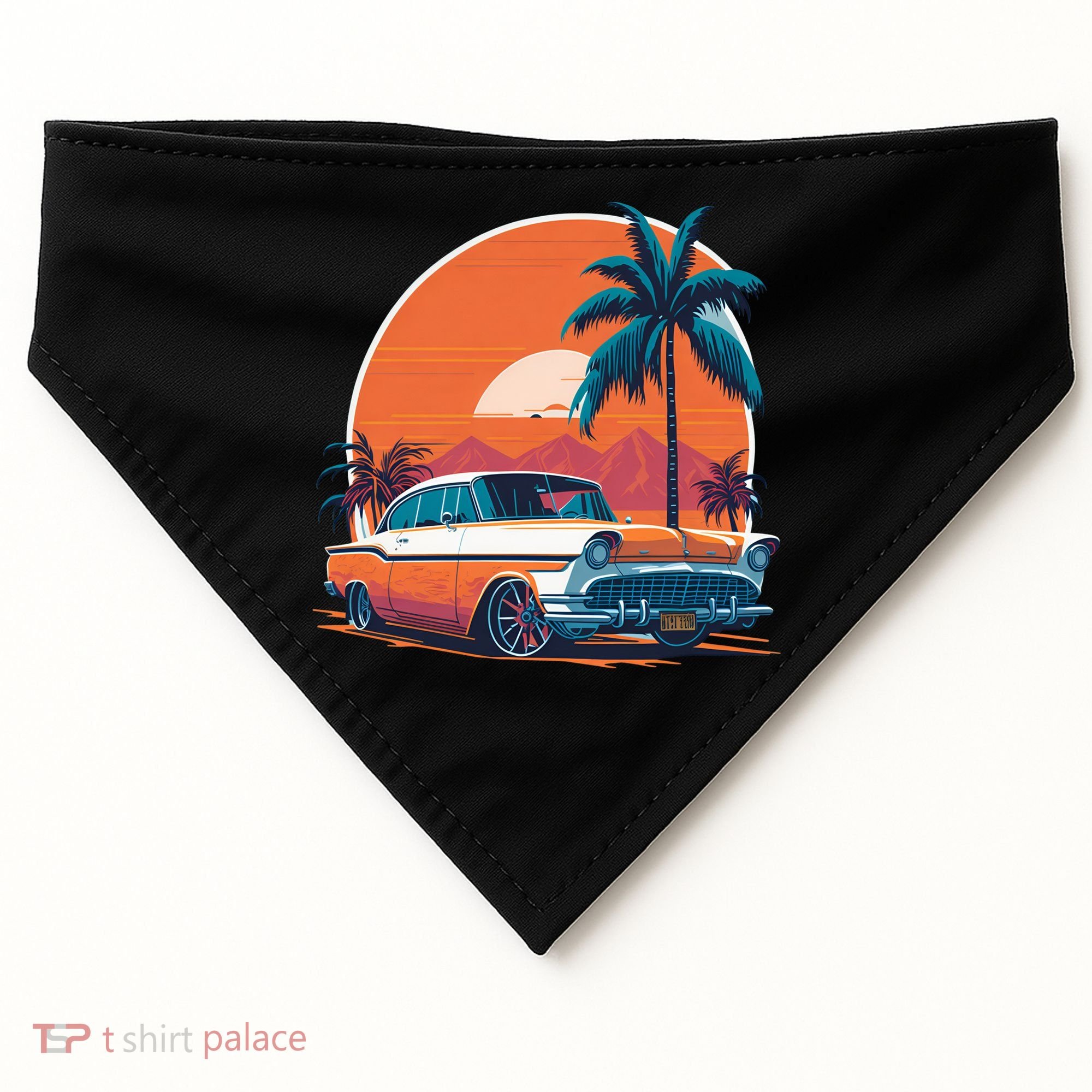 A Classic Car Parked In Front USA-Made Doggie Bandana