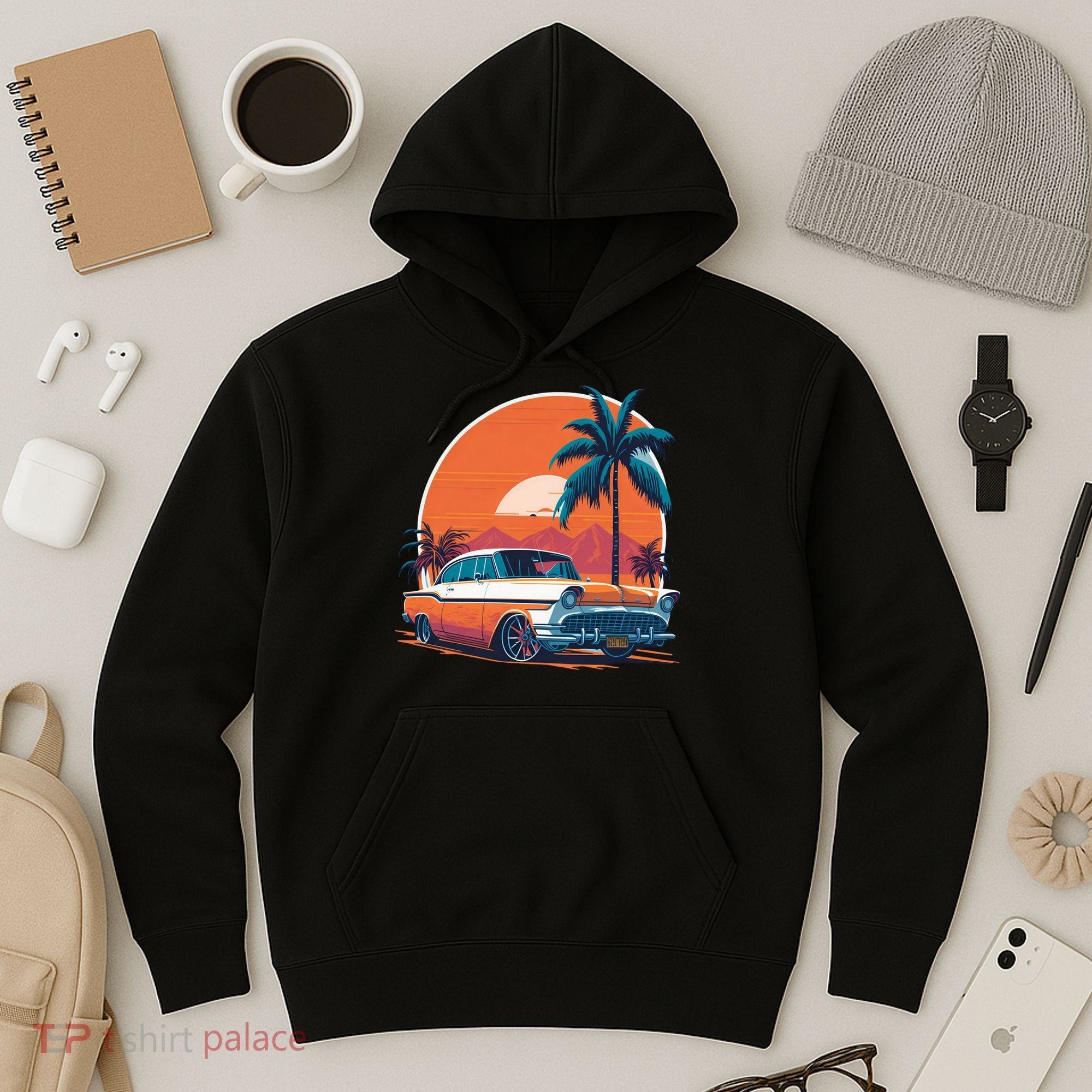 A Classic Car Parked In Front Hoodie