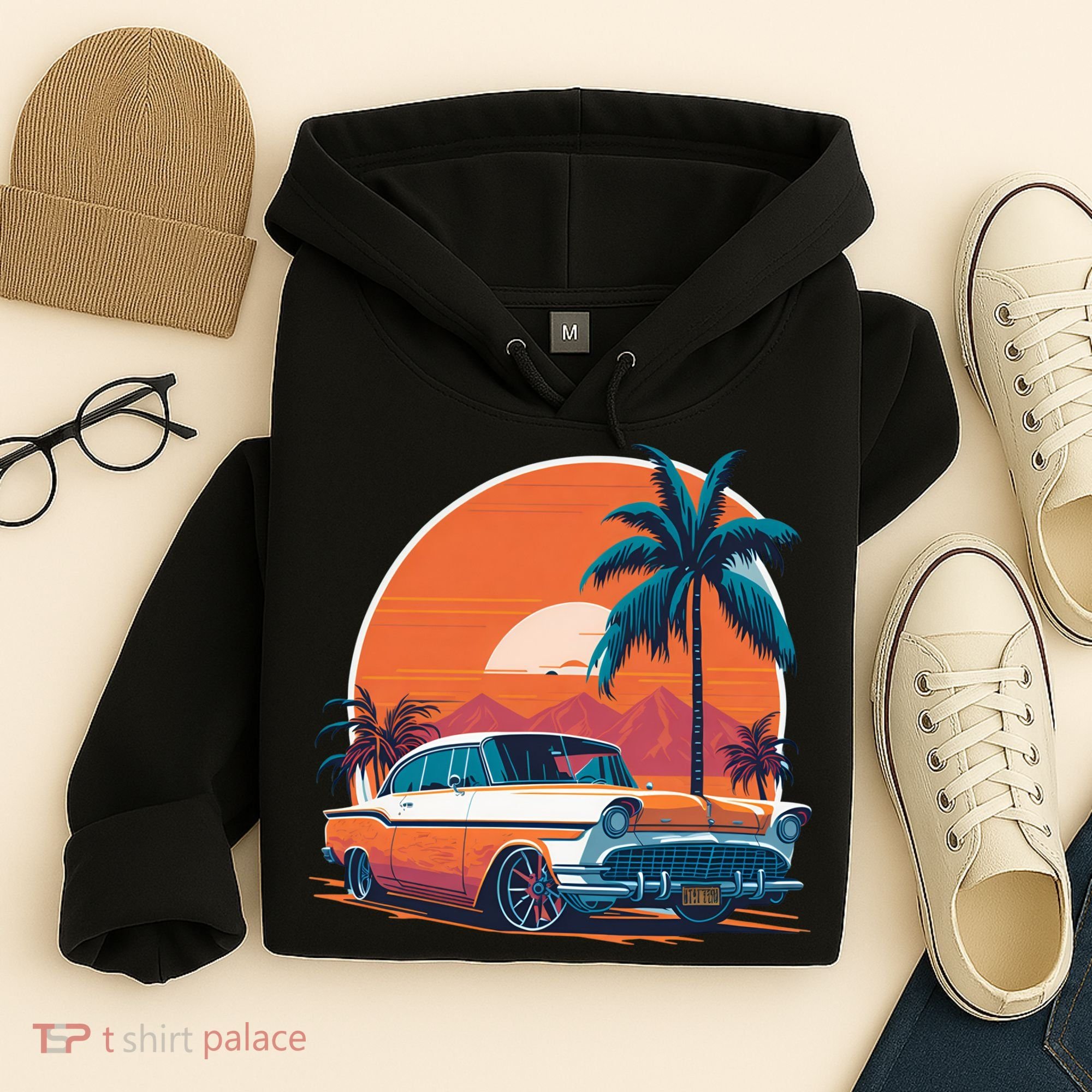 A Classic Car Parked In Front Hoodie