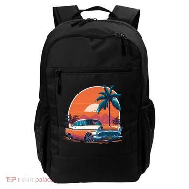 A Classic Car Parked In Front Backpack