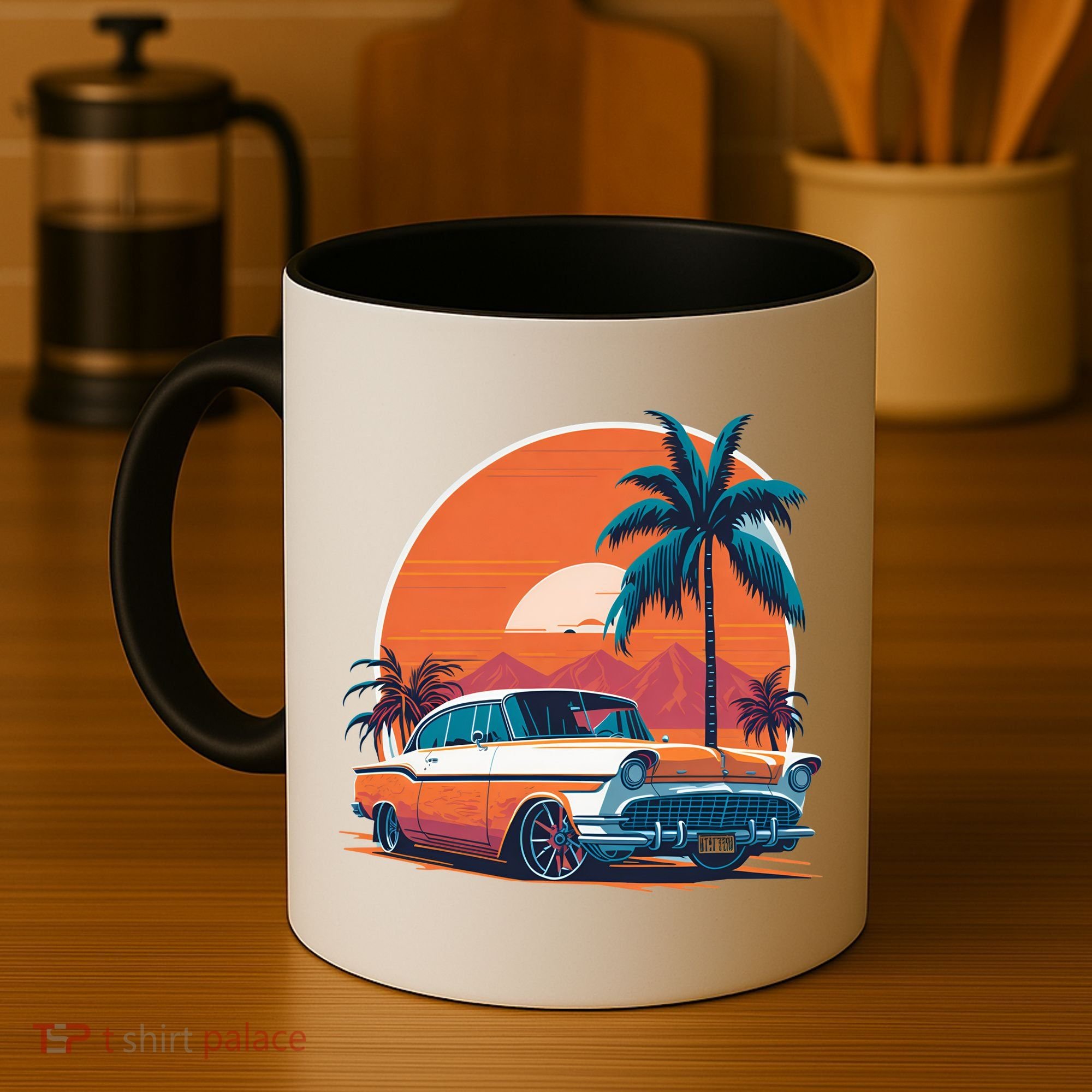 A Classic Car Parked In Front Coffee Mug