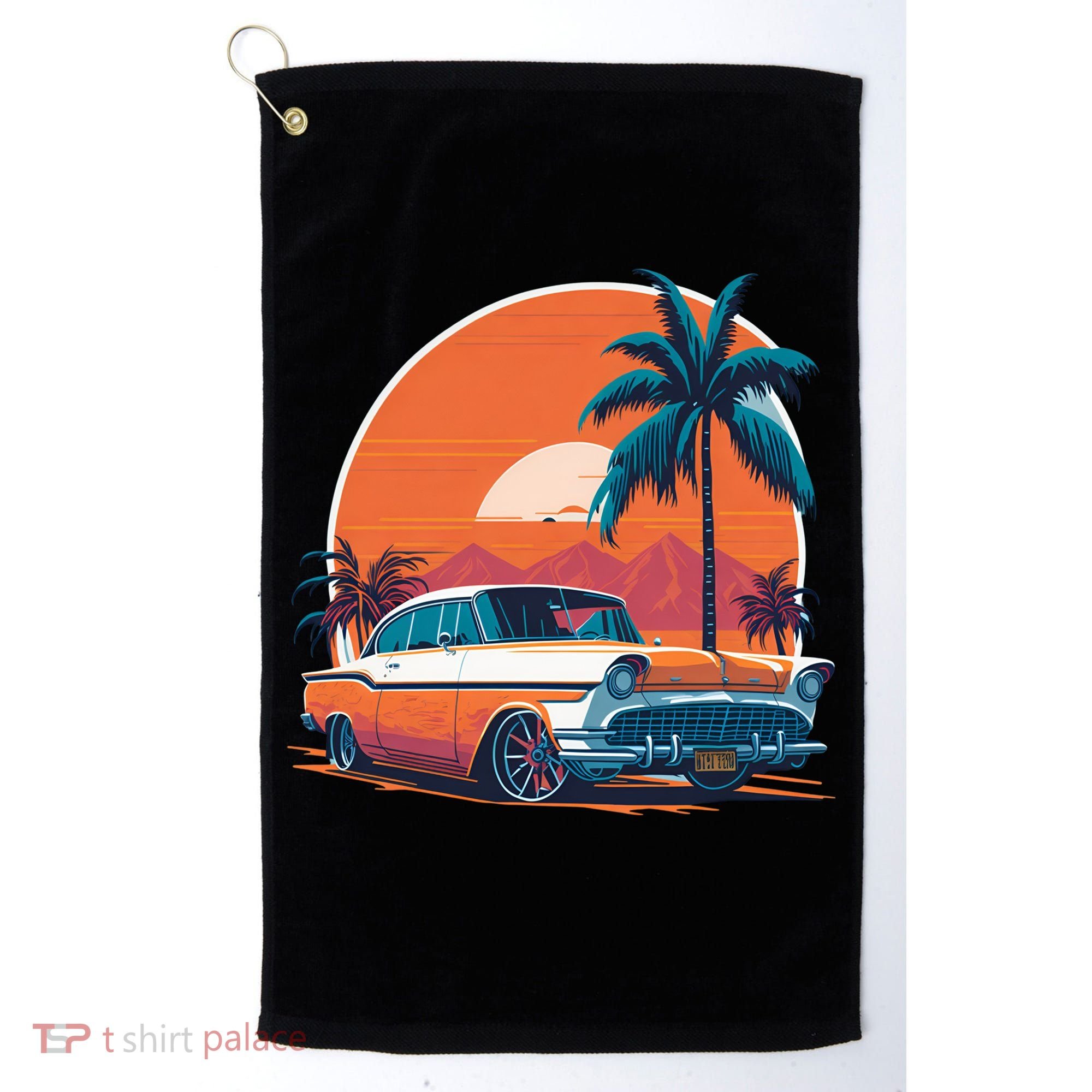 A Classic Car Parked In Front Golf Towel