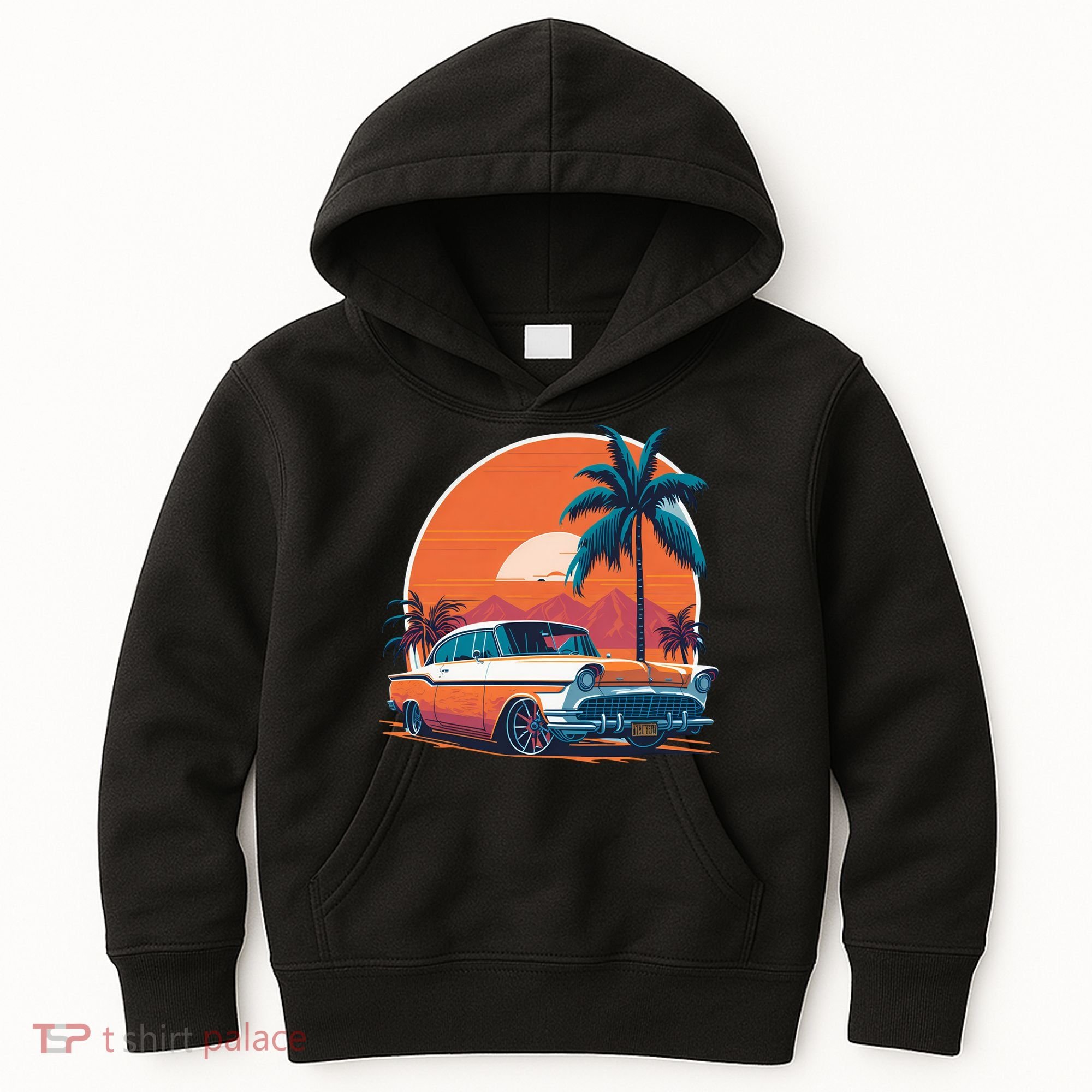 A Classic Car Parked In Front Kids Hoodie