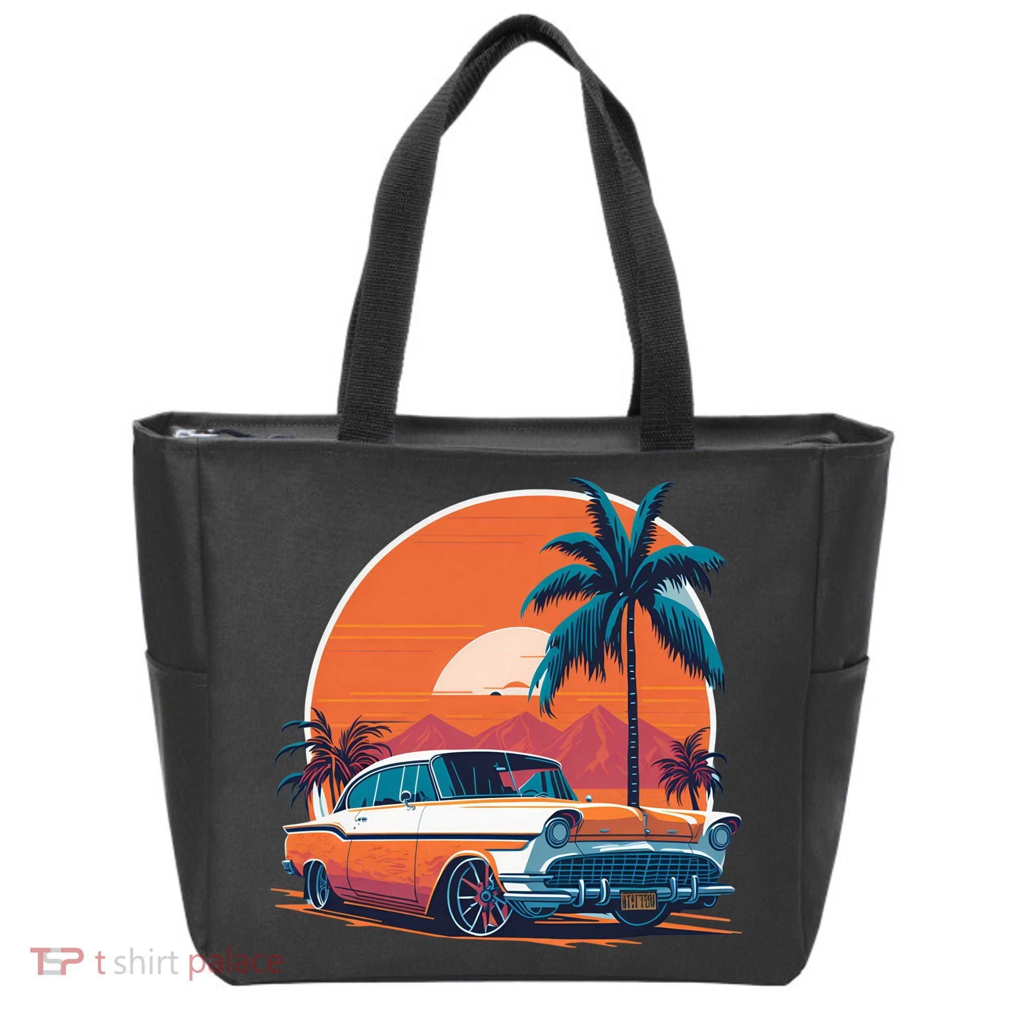 A Classic Car Parked In Front Tote Bag