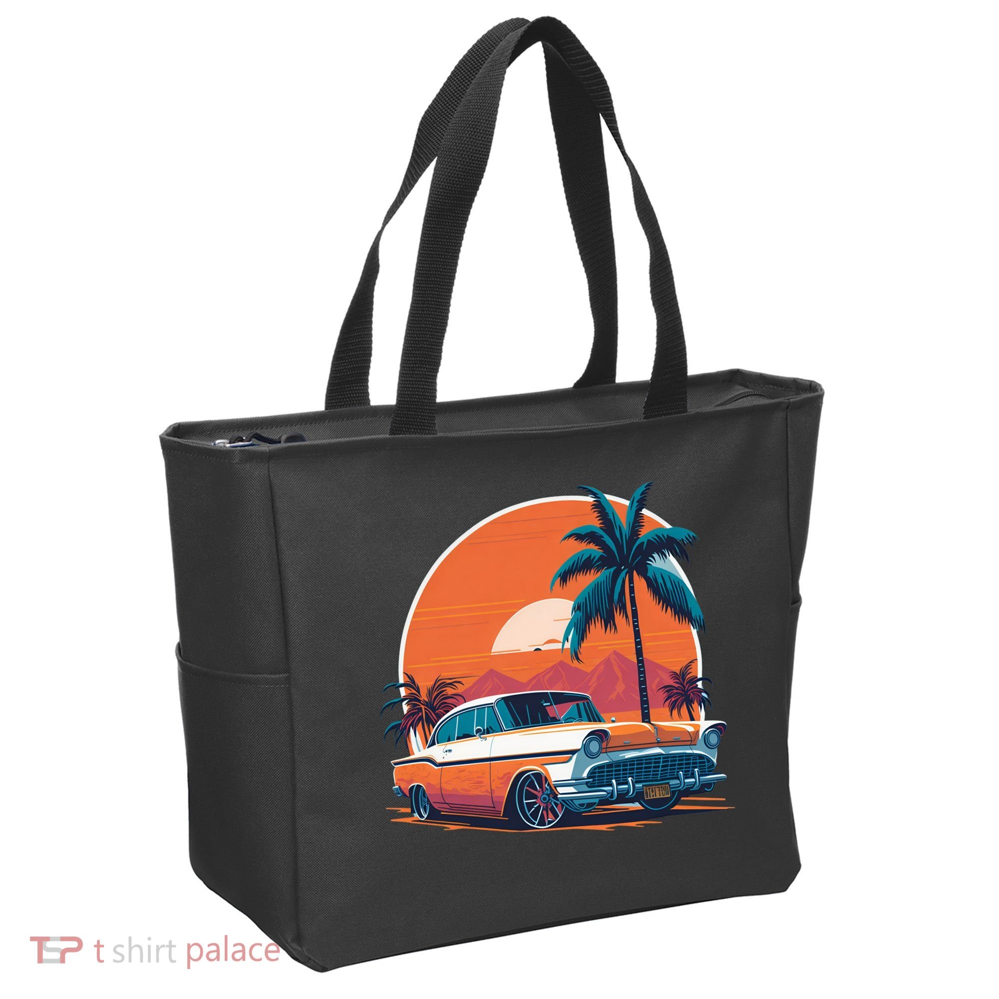 A Classic Car Parked In Front Tote Bag