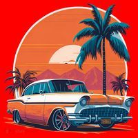 A Classic Car Parked In Front Santa Hat thumb 1