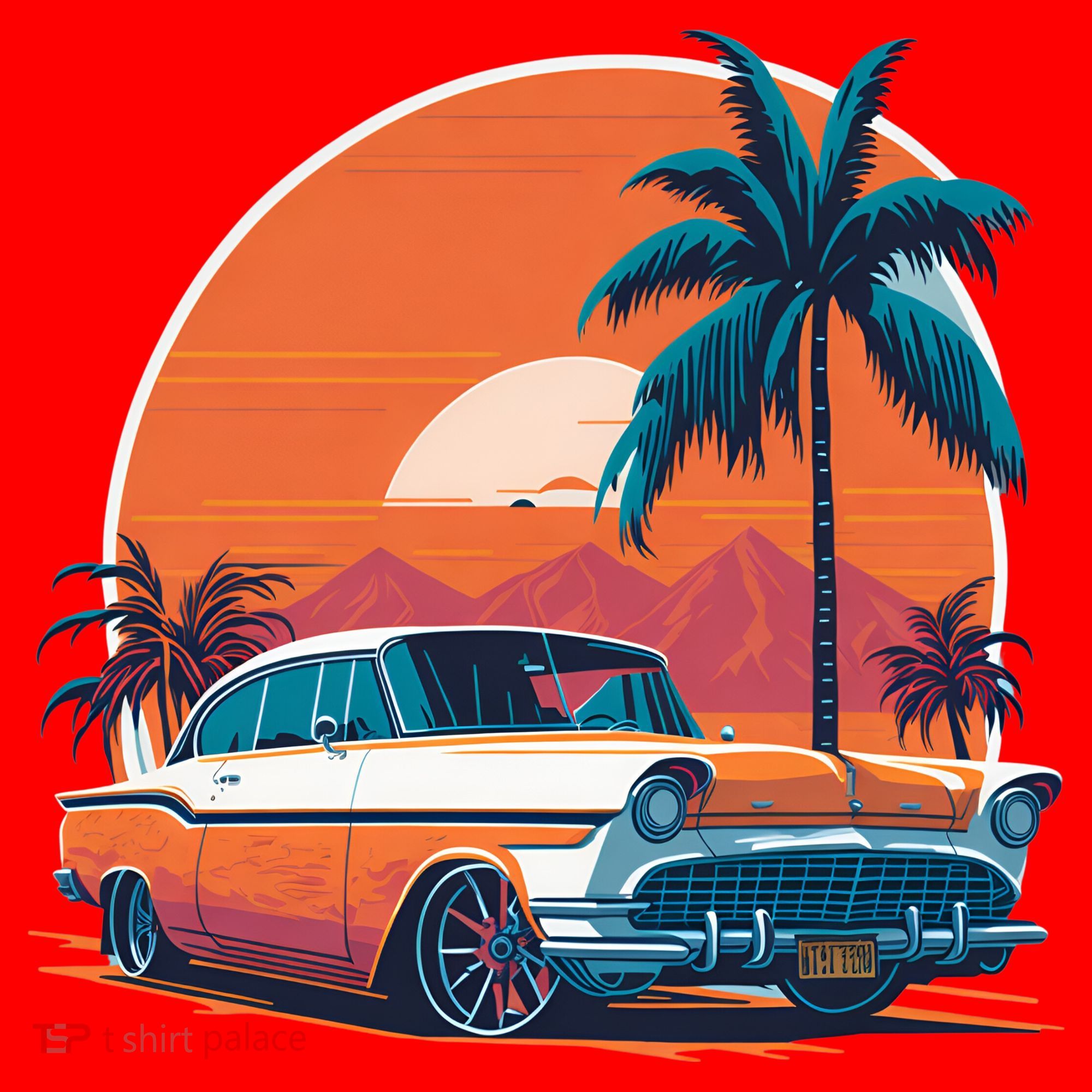 A Classic Car Parked In Front Santa Hat