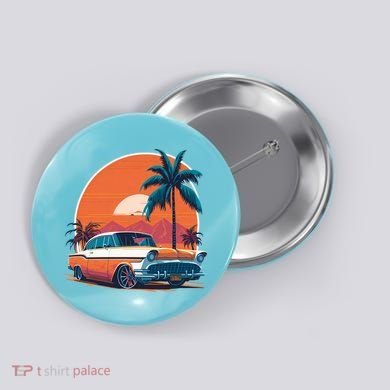 A Classic Car Parked In Front Button