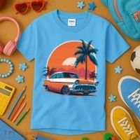 A Classic Car Parked In Front Kids T-Shirt thumb 3