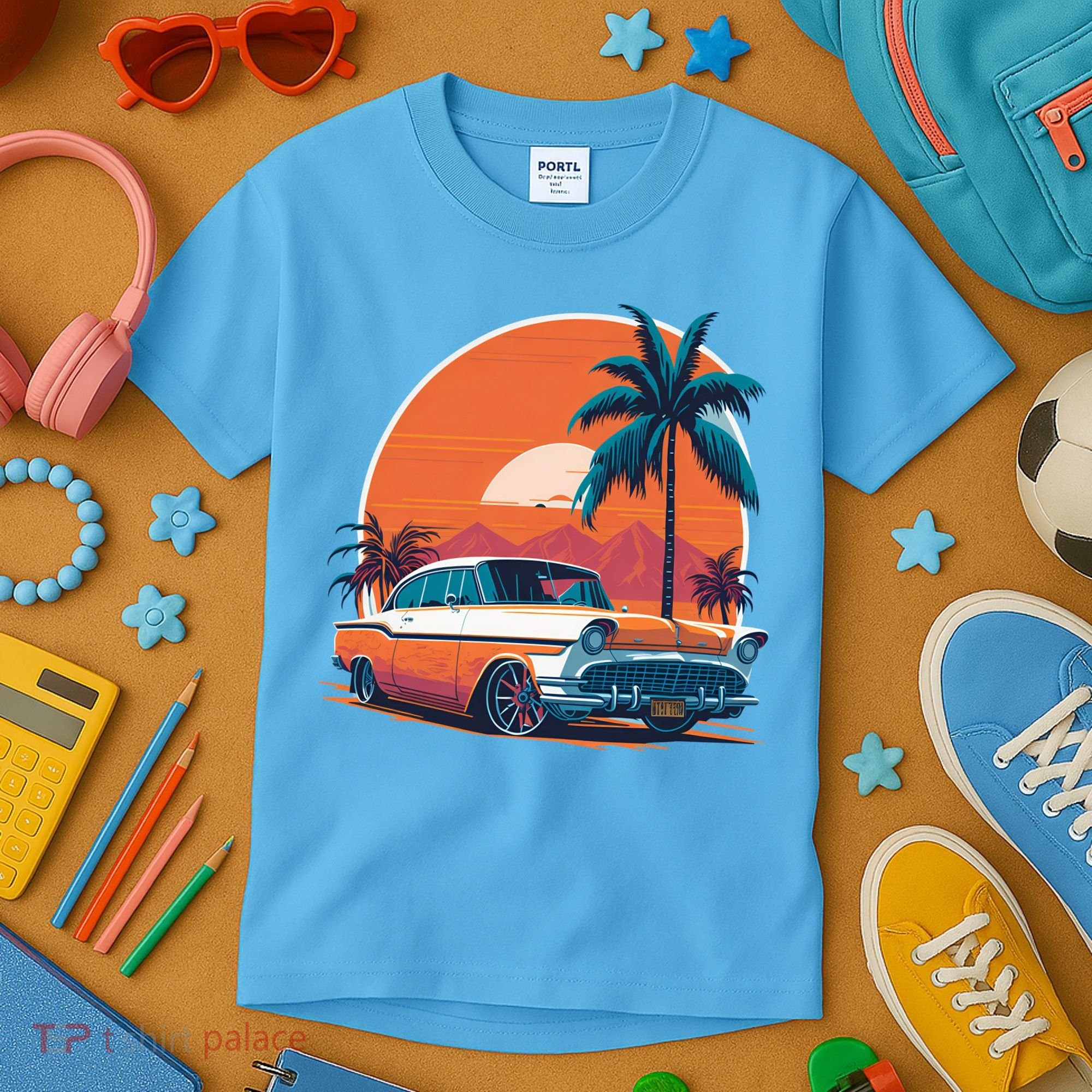 A Classic Car Parked In Front Kids T-Shirt