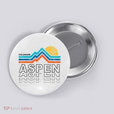 Aspen Colorado Co Mountain Skiing 80s Aspen Ski Button