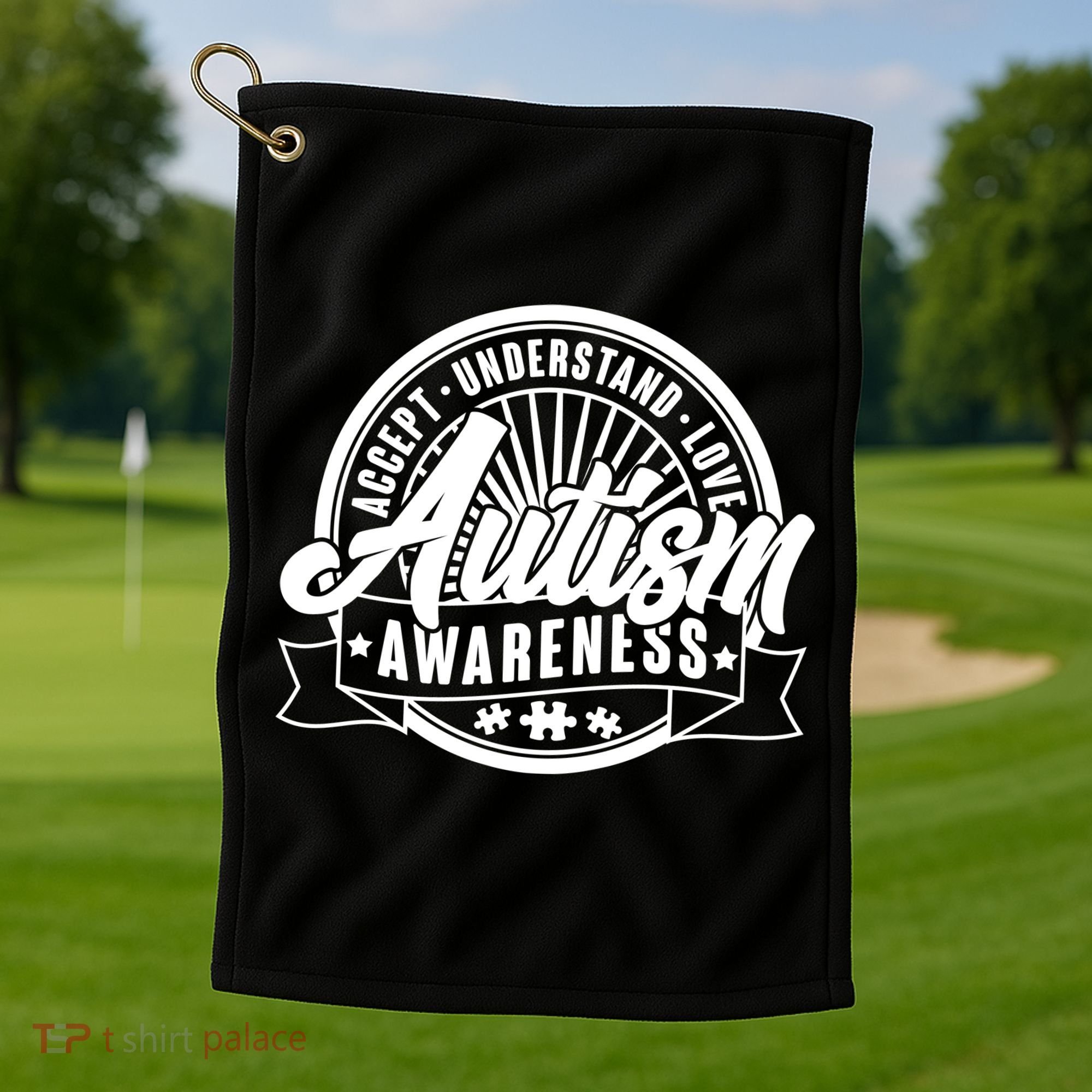 Accept Understand Love  Autism Awareness Logo Golf Towel