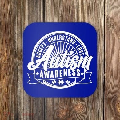 Accept Understand Love  Autism Awareness Logo Coaster